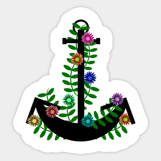 anchor floral with flowers Sticker